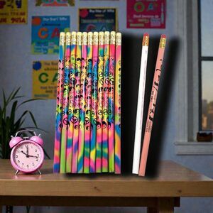 11 Vintage Atlas Tie Dye Peace Yin Yang Pencils 90s Nostalgia Made USA + 2 Bonus